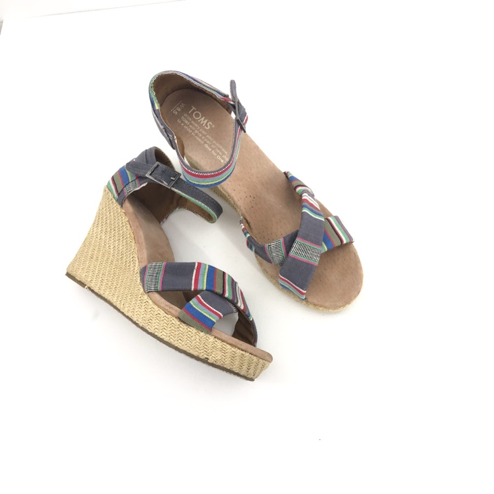 TOMS fabric espadrille Wedge Heel Sandal size 8.5